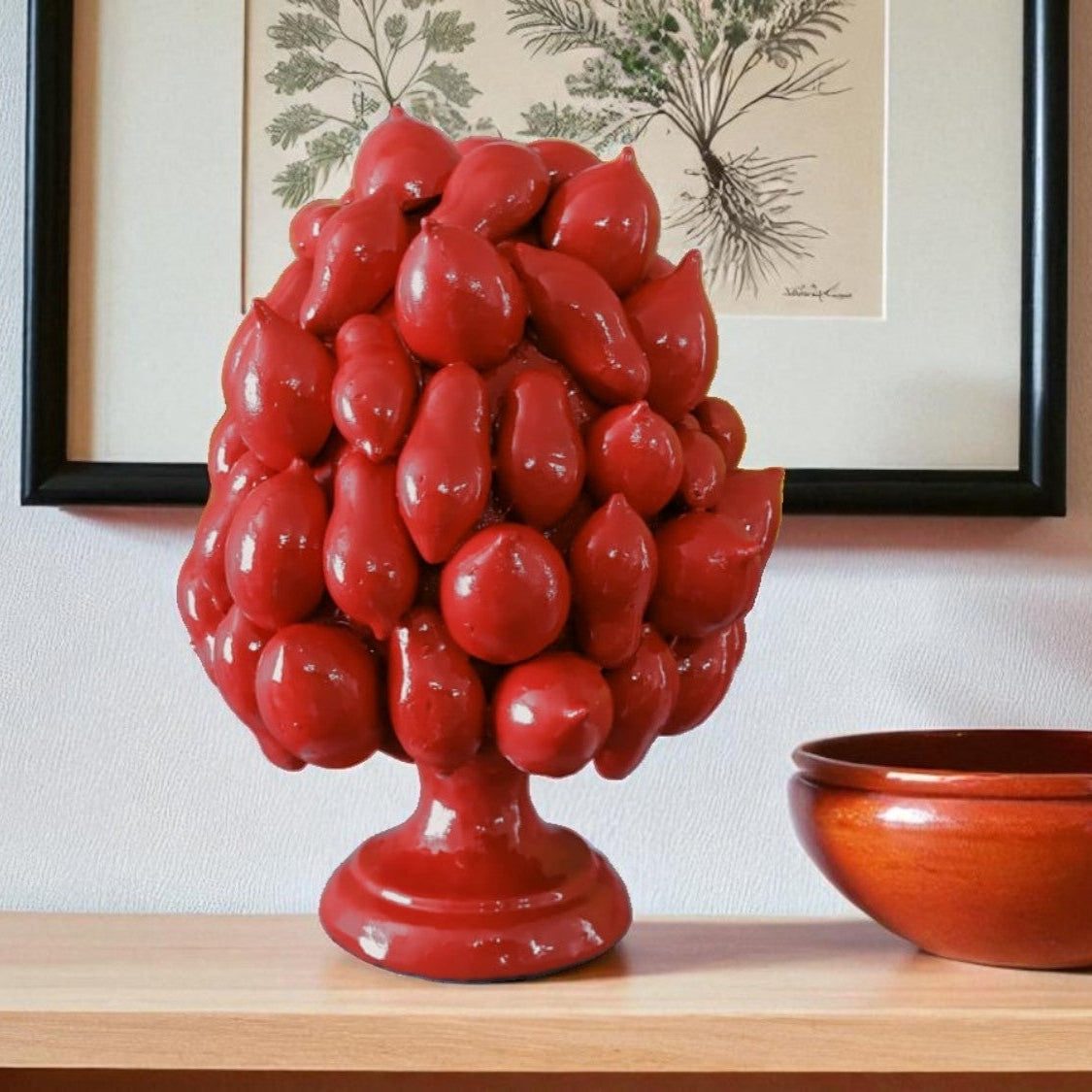 Pigna Pomodori Rossa in Cemento Smaltato 20 cm ๐
 | Decorazione Artigianale Siciliana per Casa, Balcone o Regalo Portafortuna ๐