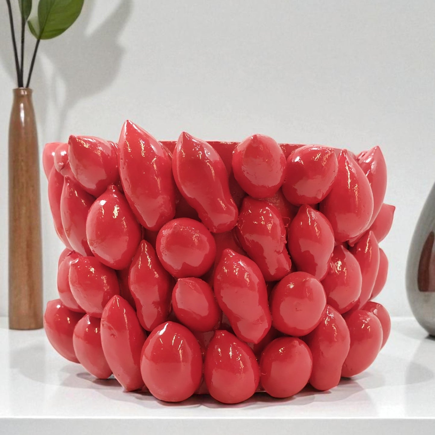Vaso Pomodorini in Ceramica Smaltata Rossa – Design Mediterraneo Fatto a Mano