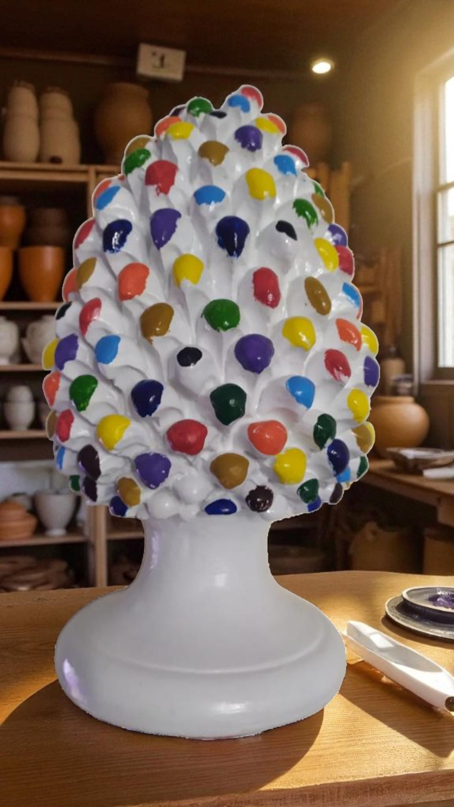Pigna portafortuna in ceramica 30 cm – modello multicolore artigianale
