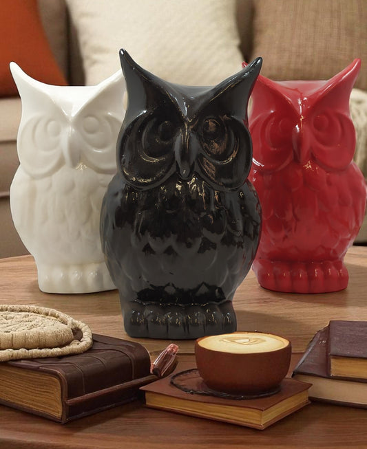 Gufo Decorativo in Cemento Porcellanato 🦉 20 x 12 x 9 – Vari Colori Disponibili