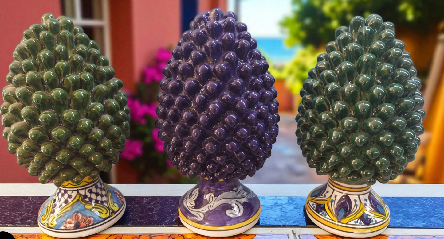 Pigna in Ceramica 35 cm 🎨 | Artigianato Siciliano Dipinto a Mano – Vari Modelli e Colori (Disponibilità su Richiesta) 🇮🇹