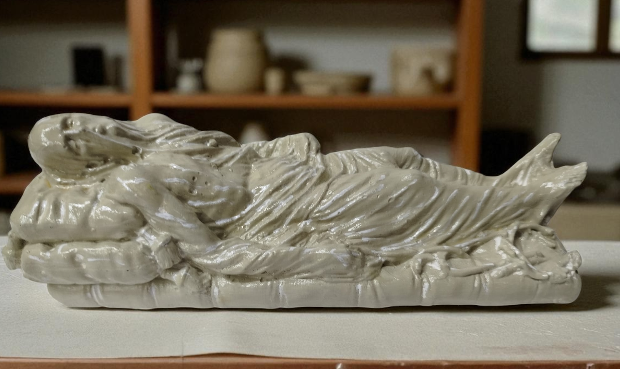 Cristo Velato in Cemento Porcellanato 23x8,5 cm – Statuina Artigianale Sacra