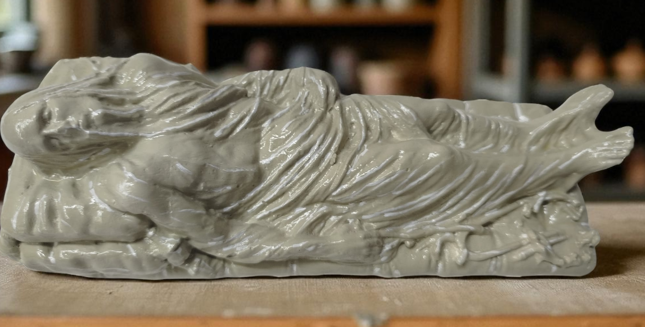 Cristo Velato in Cemento Porcellanato 23x8,5 cm – Statuina Artigianale Sacra