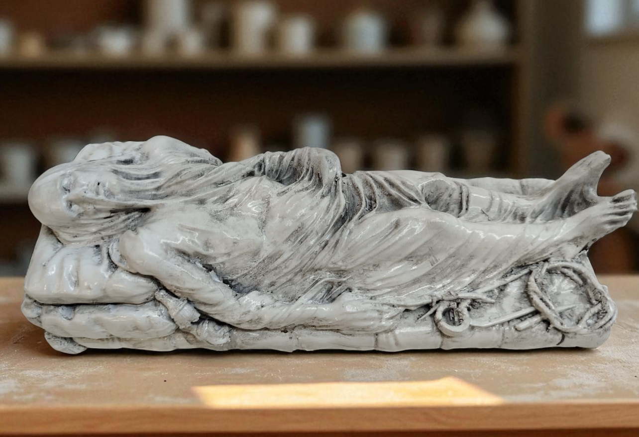 Cristo Velato in Cemento Porcellanato 23x8,5 cm – Statuina Artigianale Sacra