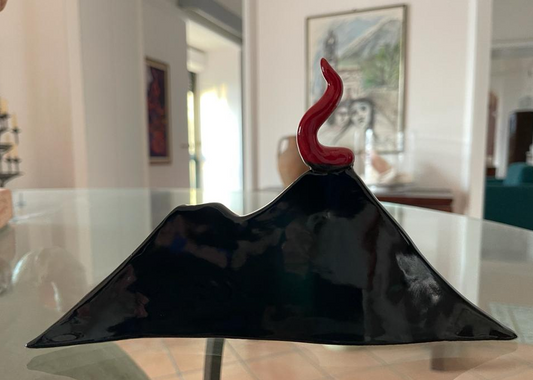 Scultura Vesuvio Napoli rosso 20x12cm in cemento porcellanato artigianale