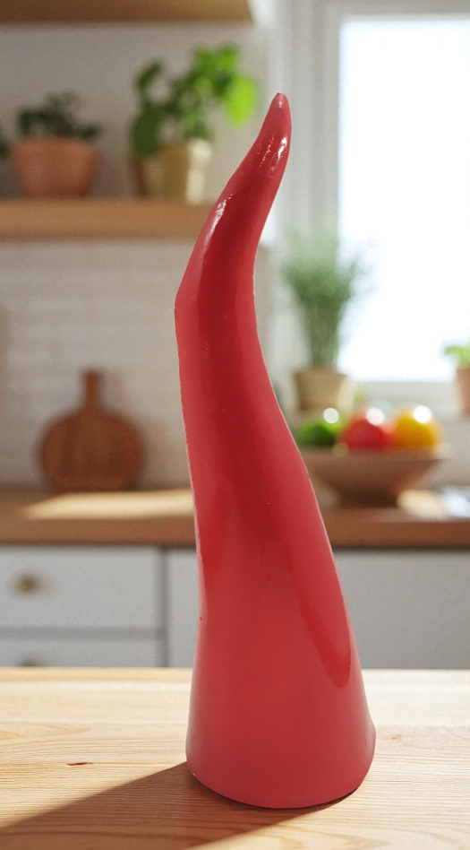 Corno Napoletano 40cm Cemento Porcellanato – Versione Liscia o con Maschera