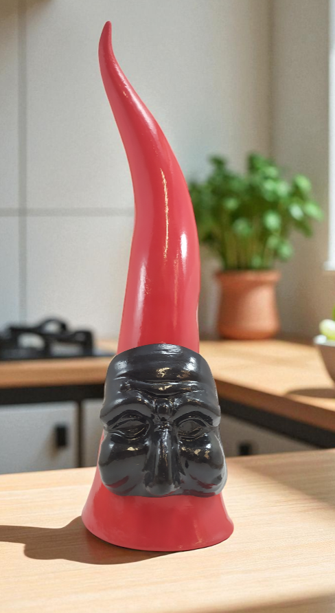 Corno Napoletano 40cm Cemento Porcellanato – Versione Liscia o con Maschera