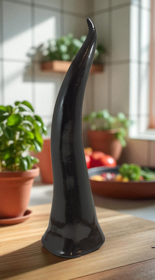 Corno Napoletano 40cm Cemento Porcellanato – Versione Liscia o con Maschera