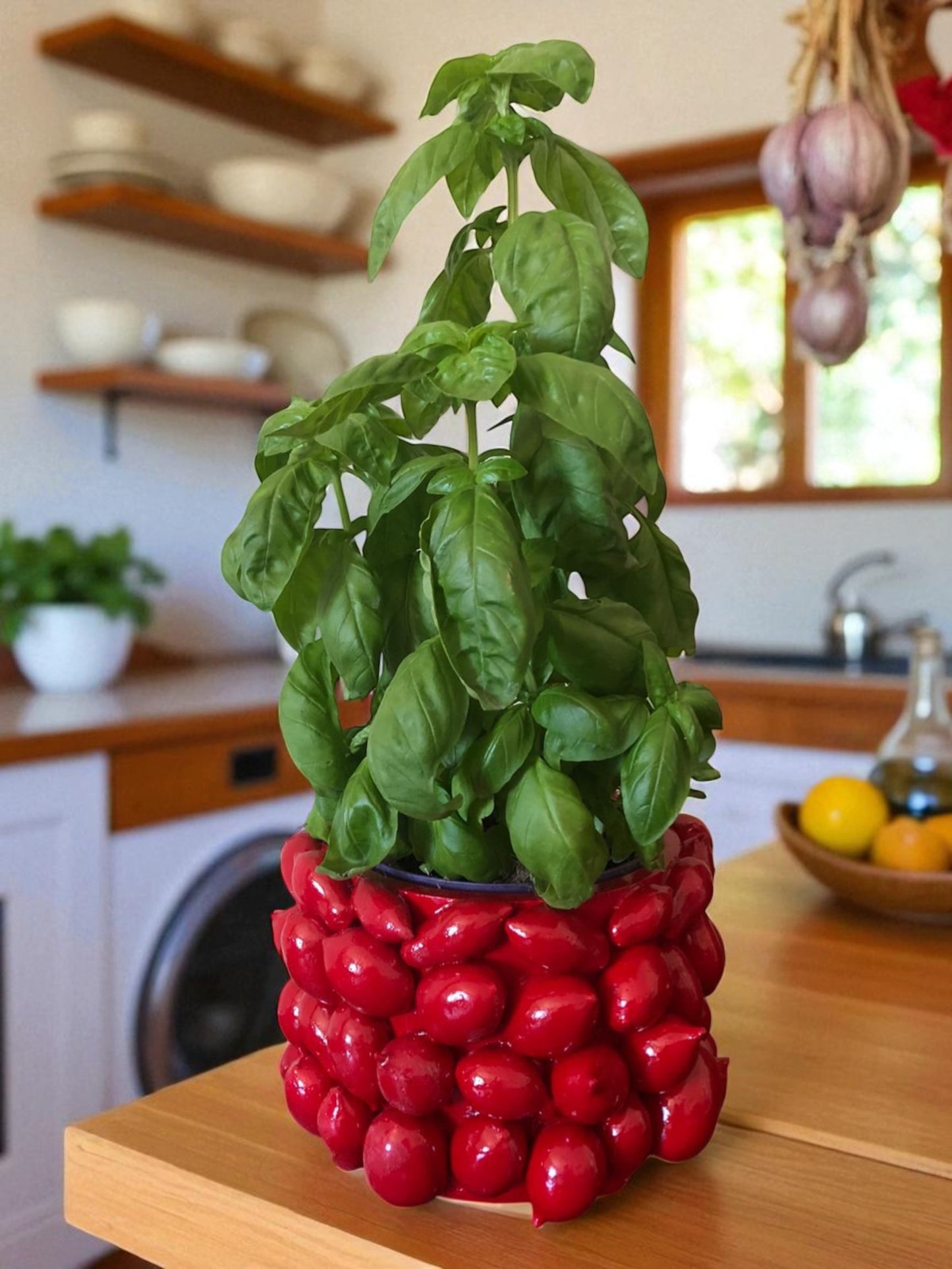 Vaso Pomodorini in Ceramica Smaltata Rossa – Design Mediterraneo Fatto a Mano