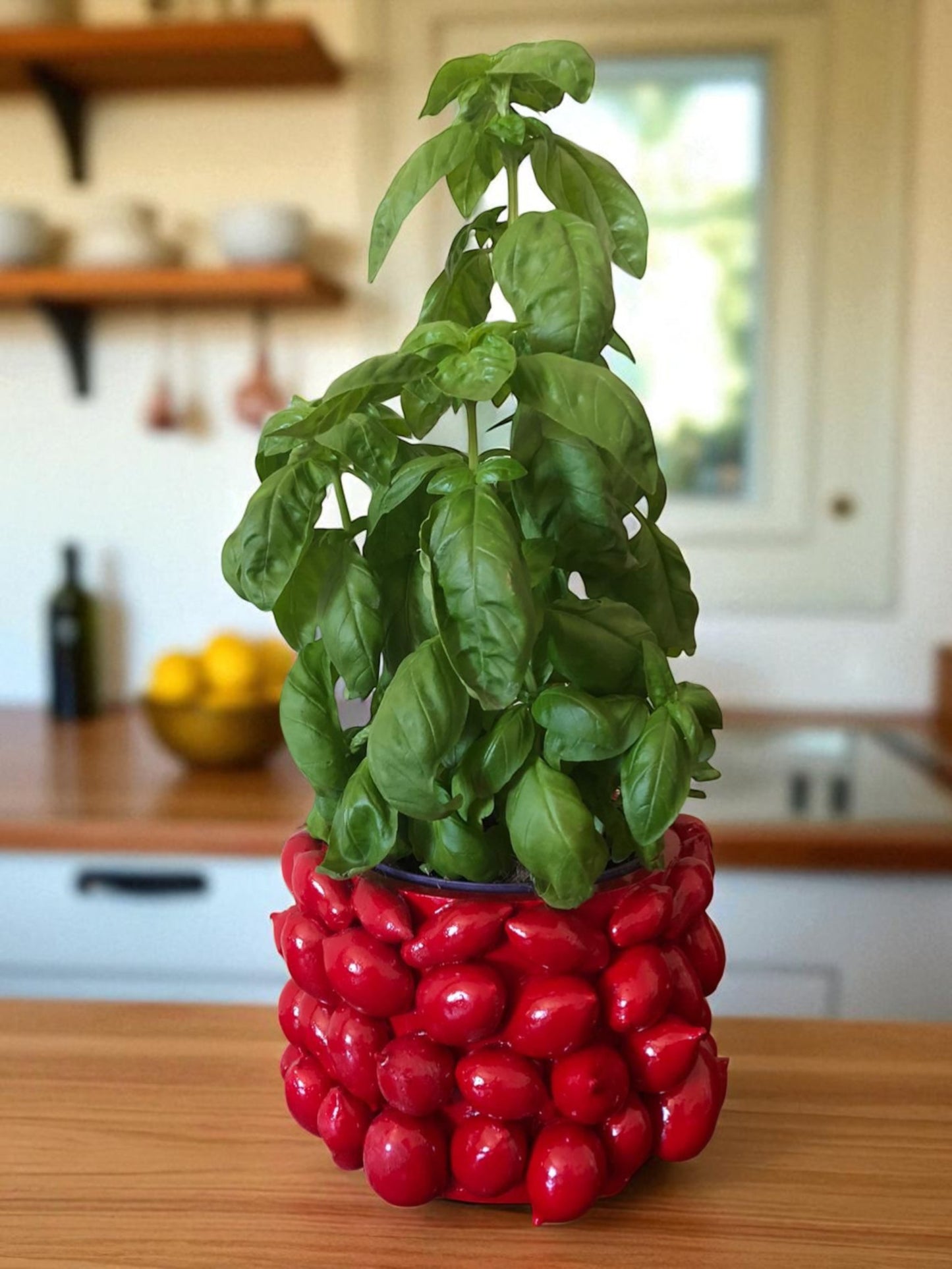 Vaso Pomodorini in Ceramica Smaltata Rossa – Design Mediterraneo Fatto a Mano