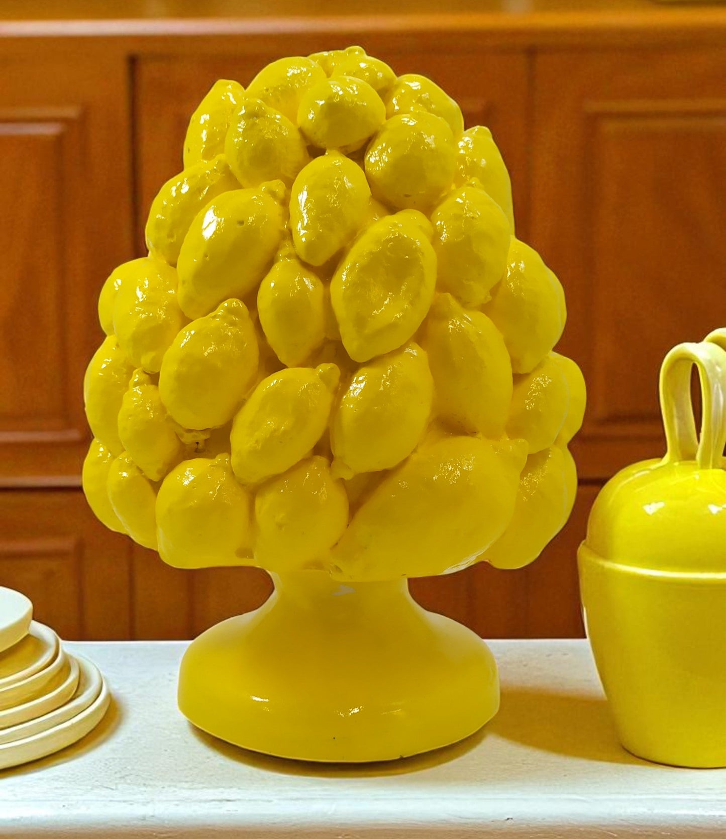 Pigna Limone Gialla in Cemento Procellanato 30 cm – Decorazione Artigianale Mediterranea