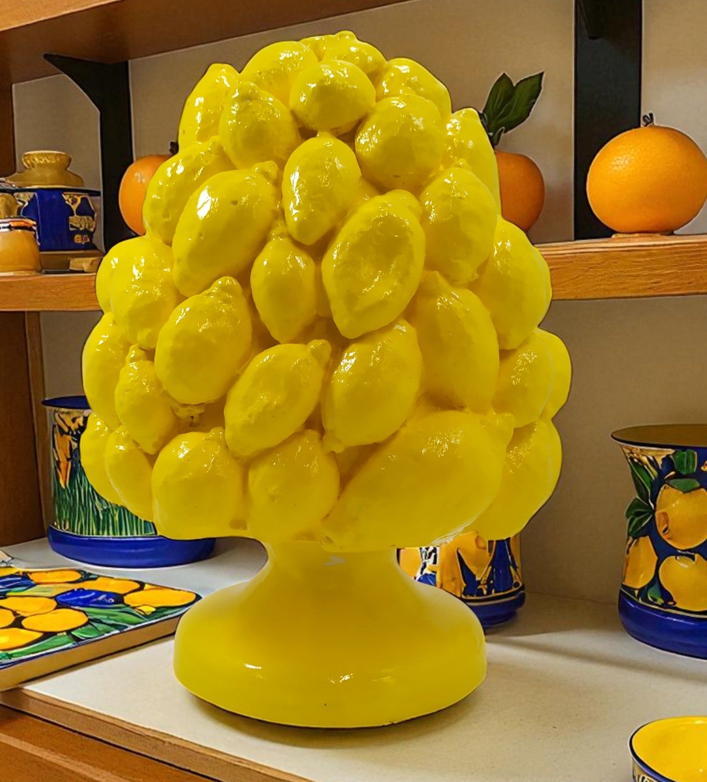 Pigna Limone Gialla in Cemento Procellanato 30 cm – Decorazione Artigianale Mediterranea