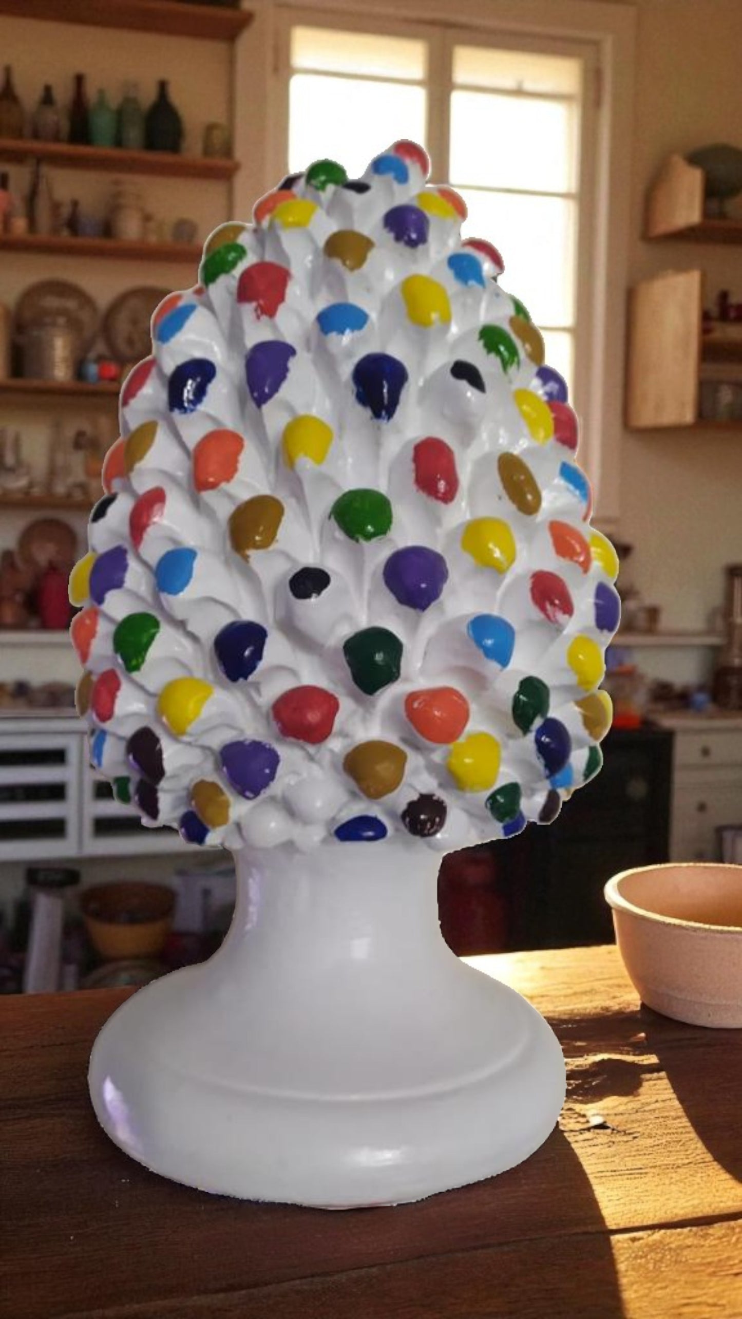 Pigna portafortuna in ceramica 30 cm – modello multicolore artigianale