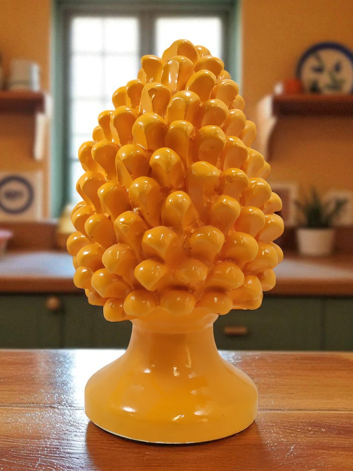 Pigna decorativa in ceramica artigianale – 30 cm, fatta a mano in Italia, vari colori